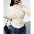 thumbnail image 7 of BTFBM Mesh Long Sleeve Tops for Women Lace Sheer Tight See Through Crew Neck Spring Fall Party Club Outfits, 7 of 7