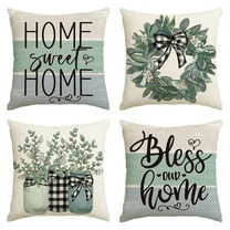 Spring Pillow Covers 18 X 18 4, Spring Decorations, Eucalyptus Farmhouse Throw Pillow Cushion Case for Couch