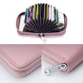 thumbnail image 2 of Credit Card Holder RFID Blocking - Leather Mini Credit Card Holder Wallet with Zipper for Women Men (Pink), 2 of 5