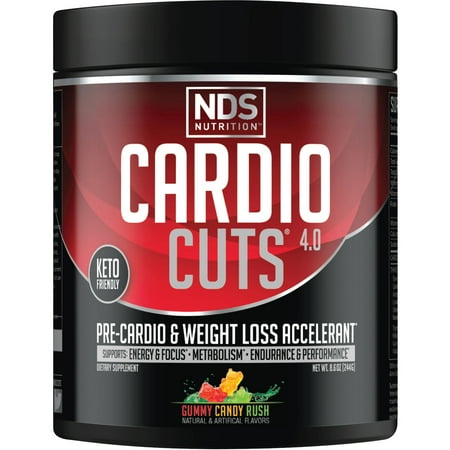 NDS Nutrition Cardio Cuts 4.0 Pre Workout Supplement-Advanced Weight Loss and Pre Cardio Formula with L-Carnitine, CLA, MCTs, L-Glutamine and Safflower Oil - Gummy Candy Rush (40 Servings)