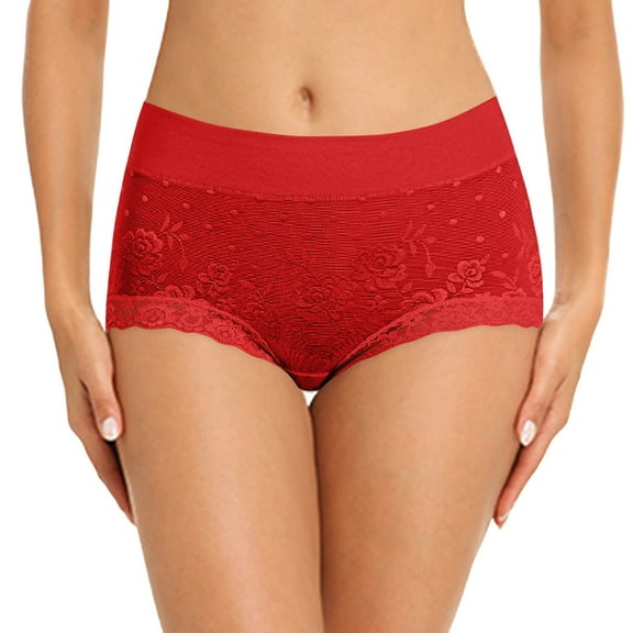Women Fashion Solid Mid Waist Lace Comfortable Breathable Underwear Feel Foxy Booster Panties Surprise Underwear Pack for Women Underwear for Women Firm Women plus Size Hi Cut Panties for Women