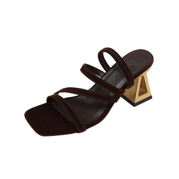 DeHolifer Strappy Heels for Women Low Block Chunky Square Open Toe Kitten Heels Dressy Wedding Bride Daily Party Dress Shoes