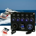 thumbnail image 1 of Car yacht ship type rocker 5-position combination button ON-OFF switch + LED voltage display table +5V 4.2A USB charger, 1 of 8