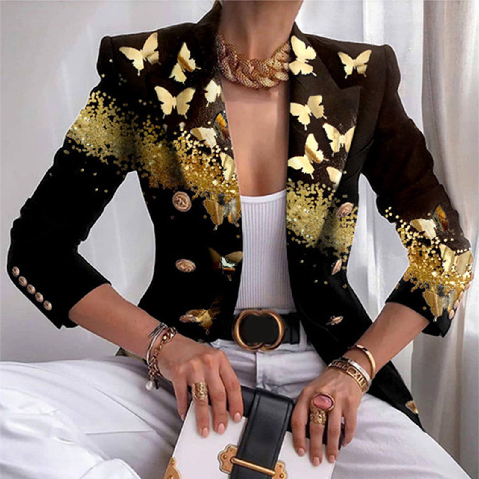 Womens Plus Size Blazers Double Breasted Open Front Long Sleeve Lapel Collar Work Office Jackets Blazer for Women Walmart