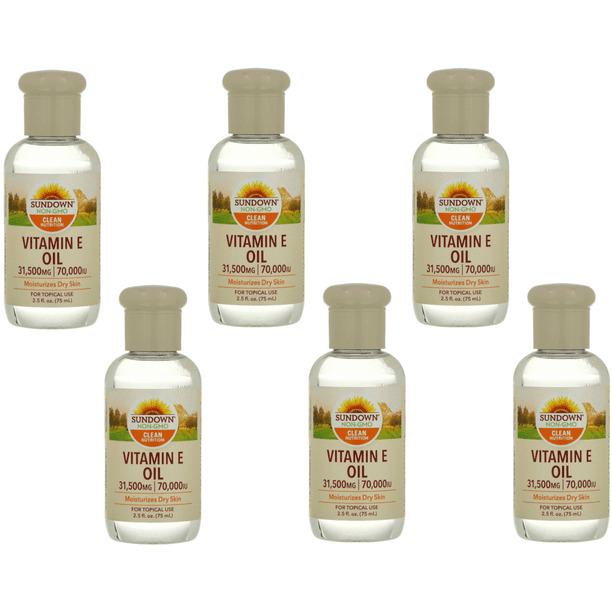 Sundown Naturals Vitamin E Oil 70,000 iu for Dry Skin 2.5 fl oz Pack of