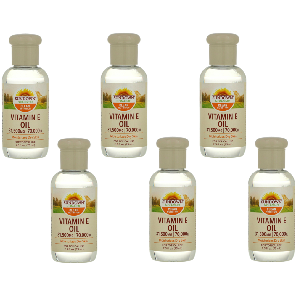 Sundown Naturals Vitamin E Oil 70,000 iu for Dry Skin 2.5 fl oz Pack of