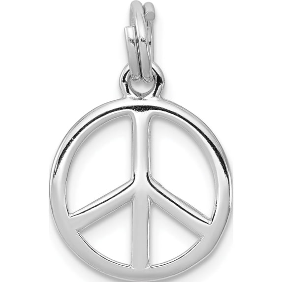 Sterling Silver Rhodium-Platedpolished Peace Sign Charm (22 X 14) Made In China qc7108