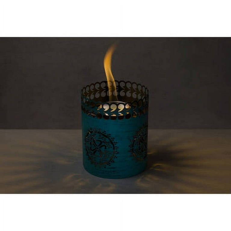TIKI Brand 6-inch Clean Burn FlameShield Tabletop Torch Lantern Teal - 1116091 TIKI Brand 6-inch Clean Burn FlameShield Tabletop Torch Lantern Teal - 1116091