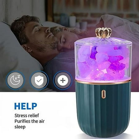 Salt Lamp - Himalayan Salt Lamp 2 in 1 Crystal Salt Lamp Essential Oil Diffuser 7-Color Light Salt Lamp Night Light for Living Room Bedroom (Green)