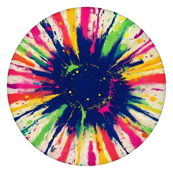 Colorful Paint Burst Pattern Round Fitted Tablecloth with Elastic Edge,Dining Table Cover Waterproof,Outdoor Round Tablecloth for Camping,Dining,Indoor and Outdoor