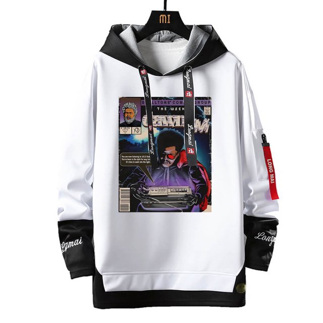 Sudaderas de forro polar con estampado de rapero, sudaderas con capucha sueltas informales de gran tamaño, cintas con letras, Sudadera con capucha Y2k, ropa de calle, Jersey Unisex, Top de retazos