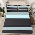thumbnail image 7 of Erosebridal Geometric Stripes Sheet Set Twin,Black Blue Bedding Sets Twin Size,Abstract Artwork Twin Sheet Sets,Breathable Lines Room Decoration,3pcs, 7 of 7