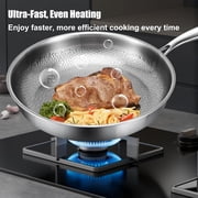 Fazipu 11.8 in Titanium Hammered Pan Pro with Lid, Multifunctional Ultra-Durable Scratch-Resistant Non Stick, Even Heating For Cooking (XL)