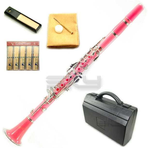 SKY Pink ABS Student Bb with Case, Mouthpiece, 11 Reeds, Care