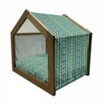 thumbnail image 2 of Chevron Pet House, Vertical Borders with Zigzag Stripes Vintage Geometric Abstract, Outdoor & Indoor Portable Dog Kennel with Pillow and Cover, 5 Sizes, Pale Green Sea Green, by Ambesonne, 2 of 5