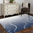 thumbnail image 5 of Blue Geometric Area Rug 3x5 Washable Rug Non Slip Modern White Stripe Abstract Distortion Art Large Area Rug Indoor Floor Carpet for Entryway Bedroom Kitchen Living Room Office Dining Room Nursery, 5 of 8