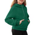 thumbnail image 5 of Girls Long Sleeve Half Zip Hoodie Sweatshirt with Kangaroo Pocket Soft Pullover Lightweight Top for Kids Teenagers, 5 of 5