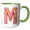 Green/White, variant on 3drose, Modern Pink and Orange Image of Dripping Paint Monogram Initial M, 15oz Mug