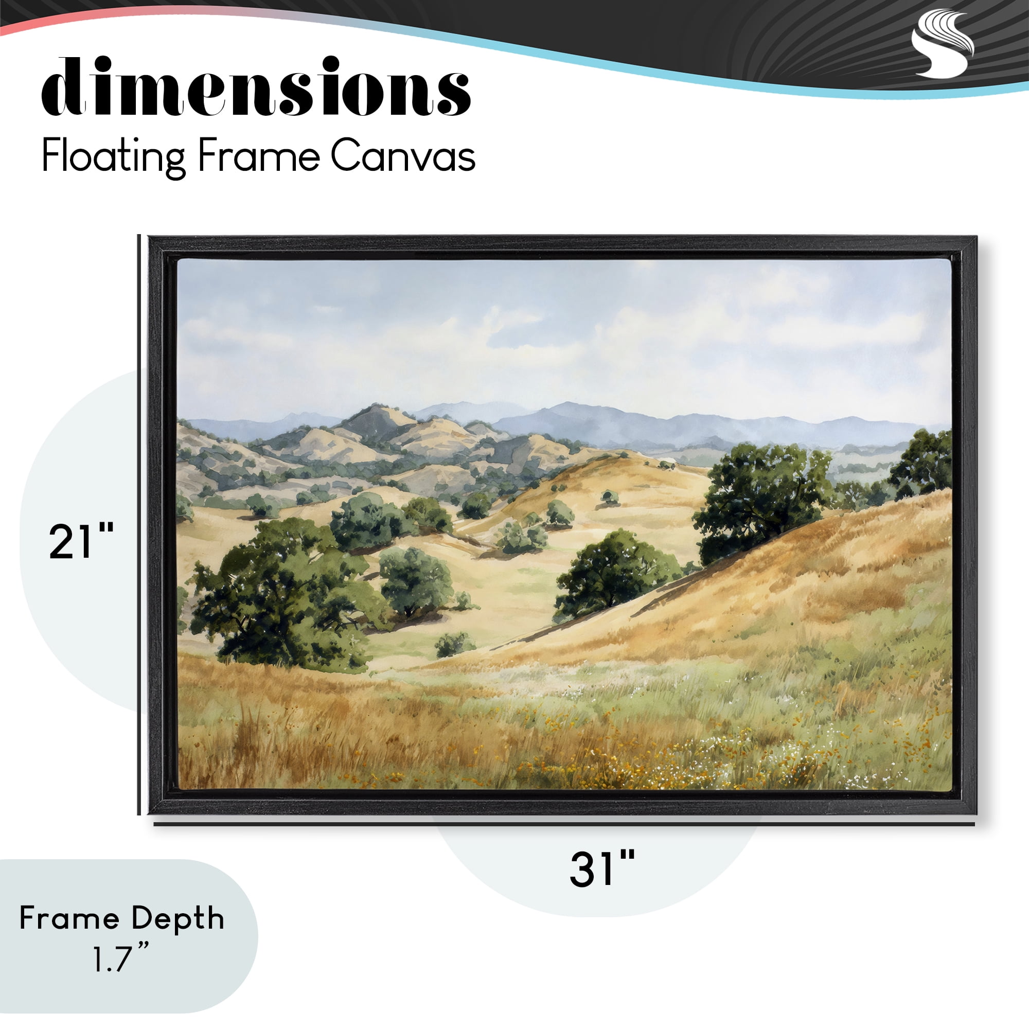 Stupell Industries Idyllic Mountains and Trees Black Framed Floater Canvas Wall Art, design by Petal Prints Design