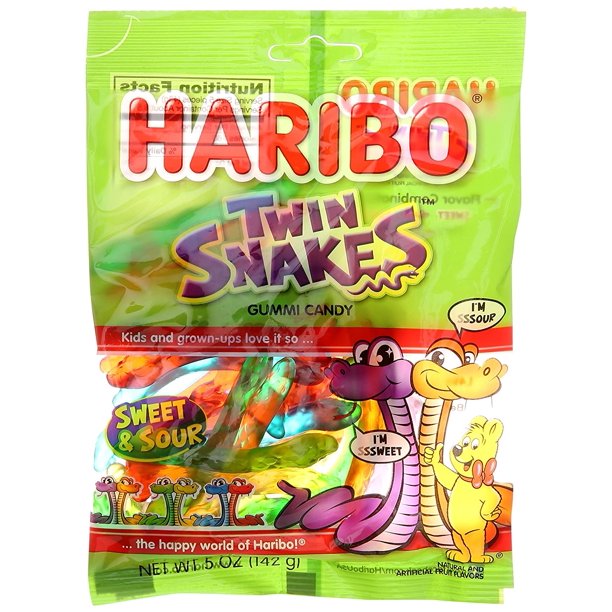 Haribo Twin Snakes Gummies Bag, 5 oz