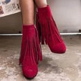 thumbnail image 5 of Fesfesfes Womens Boots Ankle Fashion Solid Boots Pointed Tassels Flat Heel Boots Shoes 9(42), 5 of 5
