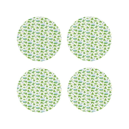 

Fuzoiu Frogs Jumping Print Leather Coasters Set Drink Coasters Set of 4 for Tabletop Protection Durable PVC Coasters Home Décor and Housewarming Gift-Round Shape