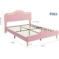 thumbnail image 2 of Full Size Upholstered LED Bed Frame with Adjustable Headboard and Footboard, Velvet Princess Platform Bedframe for Kids/Girls, Wooden Slats Support, No Box Spring Needed, Easy Assembly, Pink, 2 of 9