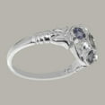 thumbnail image 4 of LBG British Made 14k White Gold Ring with Natural Tanzanite & Diamond Womens Statement Ring - 33 size options - Size 4, 4 of 7