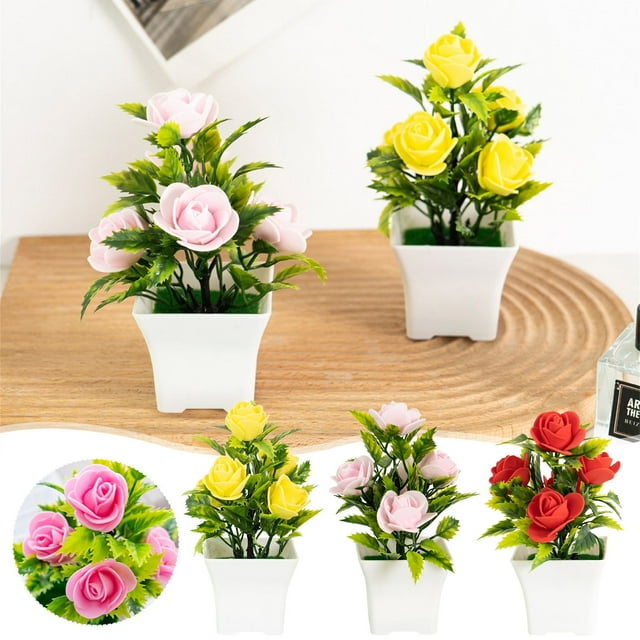 Flores artificiales de espuma Realistic - Mini bonsái en maceta para decoración del hogar, escritorio de oficina y regalo de bajo mantenimiento