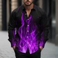 thumbnail image 2 of lcziwo Men's Long Sleeve Button Down Shirts with Flame Print in Various Colors for Spring and Fall 50% Percent Off Deals Today Purple XL, 2 of 6