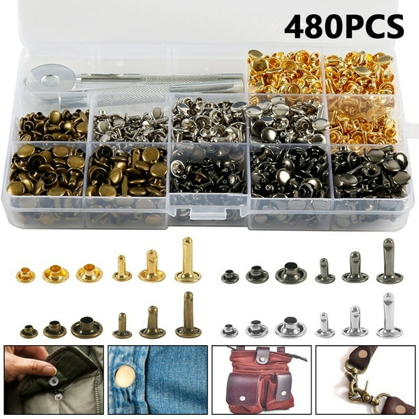 HOTBEST 120/360/480 Pcs/set Metal Tubular Rivets Leather Rivets Double