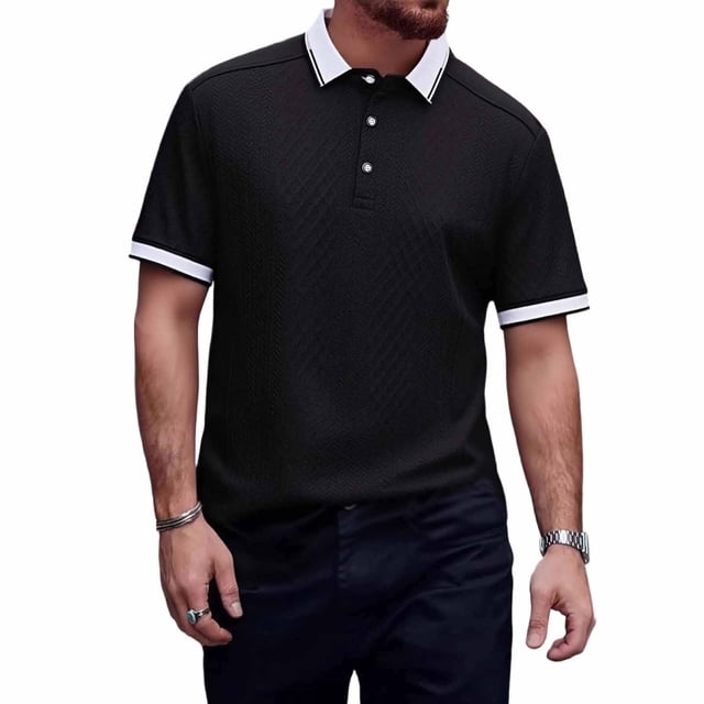 Camisas de Manga Corta de los Hombres Casual Color Sólido Lapel Top, Blusa de Verano de Nylon para el Uso Diario