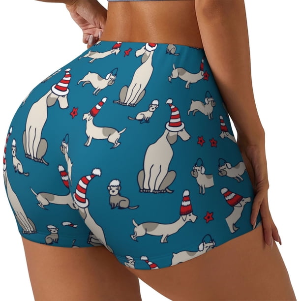 Fotbe Festive Dachshund Fun Shorts Sin Costuras – Shorts Deportivos de Cintura Alta para Mujer, Elásticos para Gimnasio, Yoga, Running o Ciclismo-X-Large