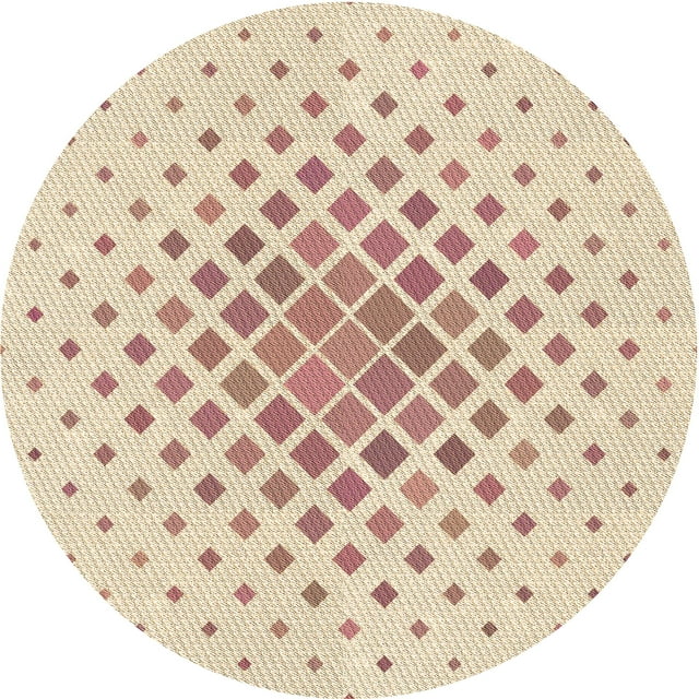 Ahgly Company Tapis Rond Lavable en Machine Intérieur Transitionnel Pêche Beige, 6 Pieds Rond