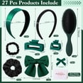 thumbnail image 2 of Dark Green Hair Accessories Kit for Women, 25 PCS Set Included Hair Scrunchies, Claw Clips, Bow Clips, Hair Brush and Headband Hair Gift Set for Women Girls, 2 of 4