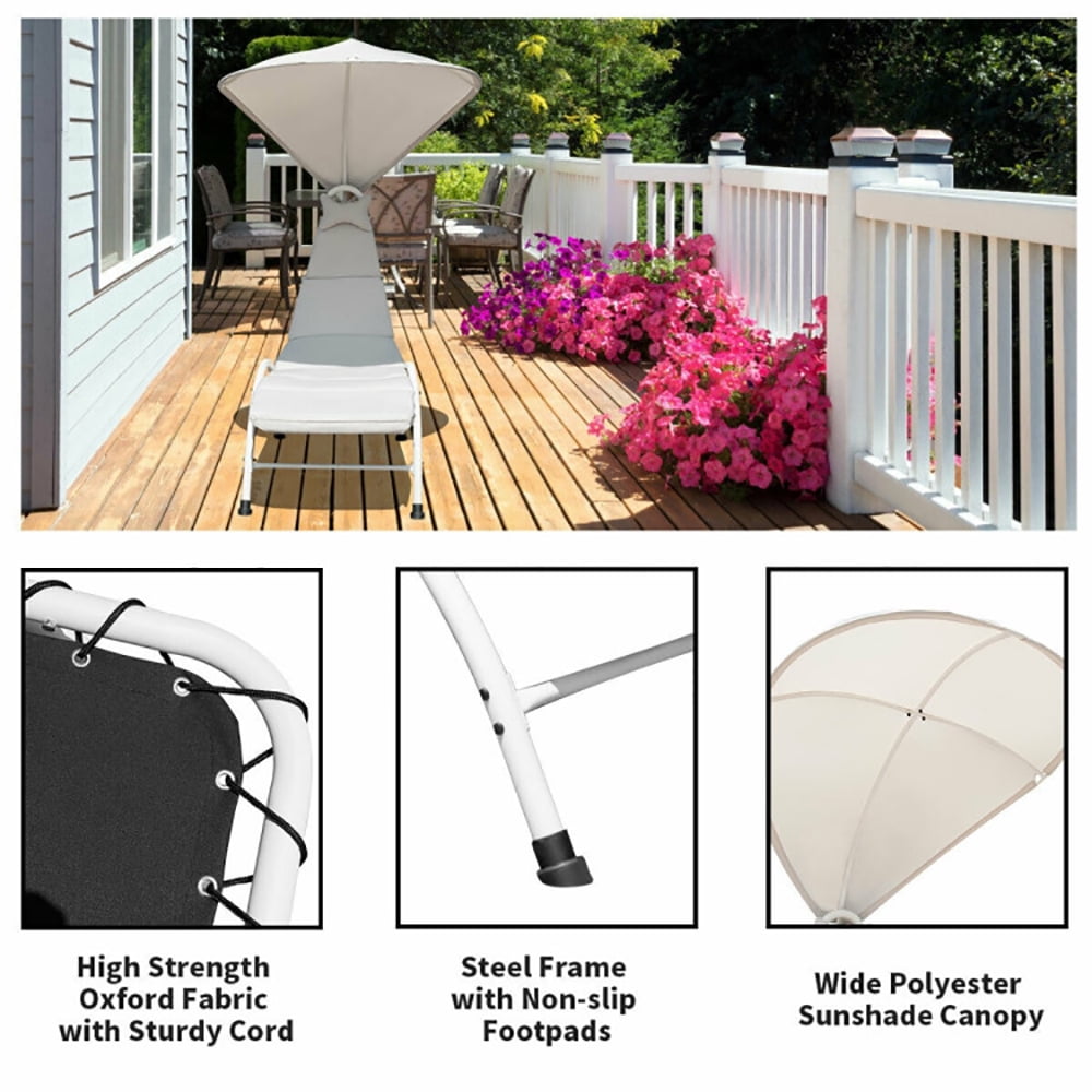 Aimee Lii Patio Hanging Swing Hammock Chaise Lounger Chair with Canopy, Patio Loungers, Beige Aimee Lii Patio Hanging Swing Hammock Chaise Lounger Chair with Canopy, Patio Loungers, Beige