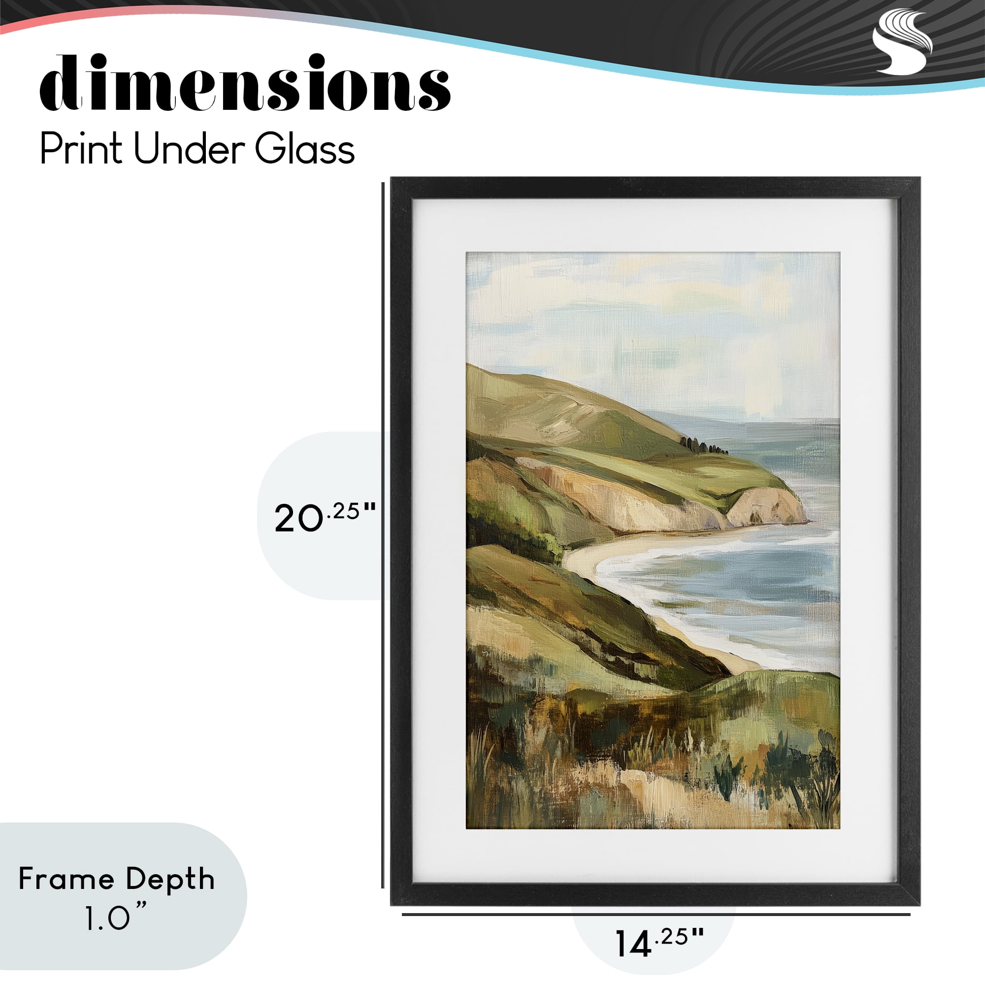 Stupell Industries Painted Cliffside By The Sea Black Framed Print Under Glass, design by Petal Prints Design