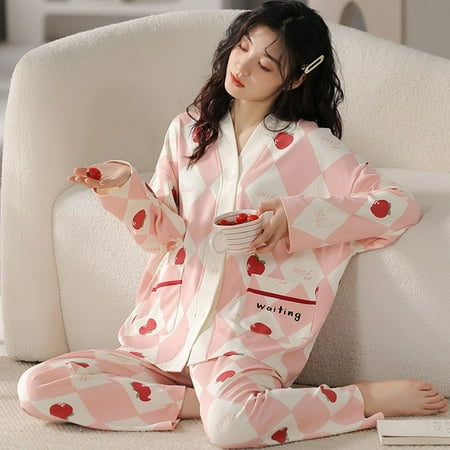 

PIKADINGNIS New Arrivals Women Home Wear Clothes Autumn Winter Long Sleeve Women Pajamas Set Full Cotton Soft Sleepwear Suit Outwear Pjs