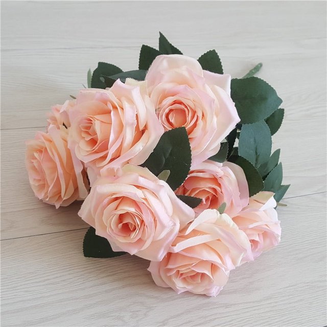 Ramo de rosas de simulación de 10 piezas, flores decorativas para bodas, adornos para el hogar, ramo de rosas de simulación, guía de ruta