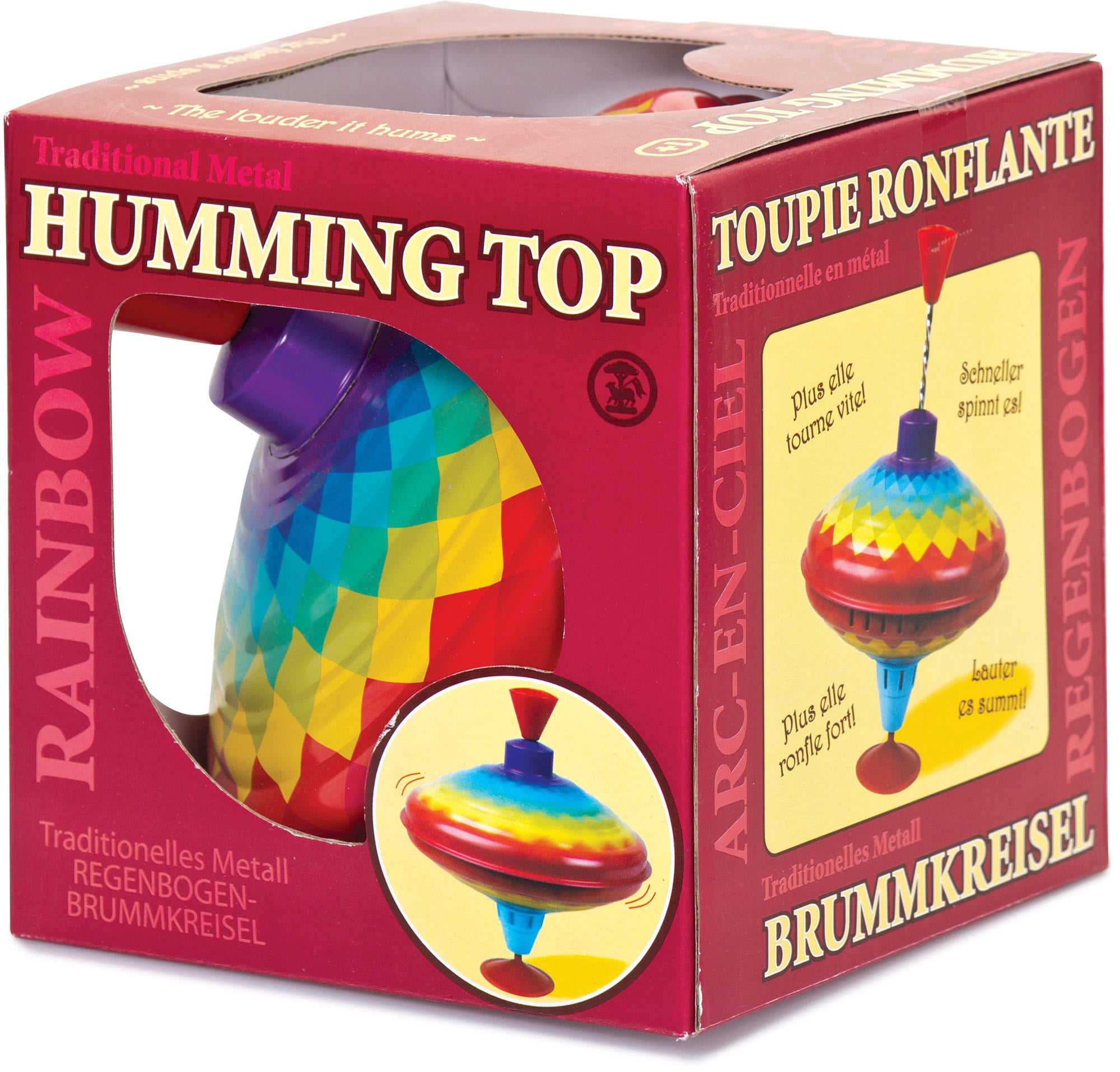 One for Fun Rainbow Humming Top, Classic Metal Spinning Top with Rainbow Design