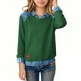 thumbnail image 5 of Bovxnpu Boys Long Sleeve Denim Shirts Undershirts Long Sleeve Collared Denim Panel Pullover Solid Casual Kids Tees, 5 of 9