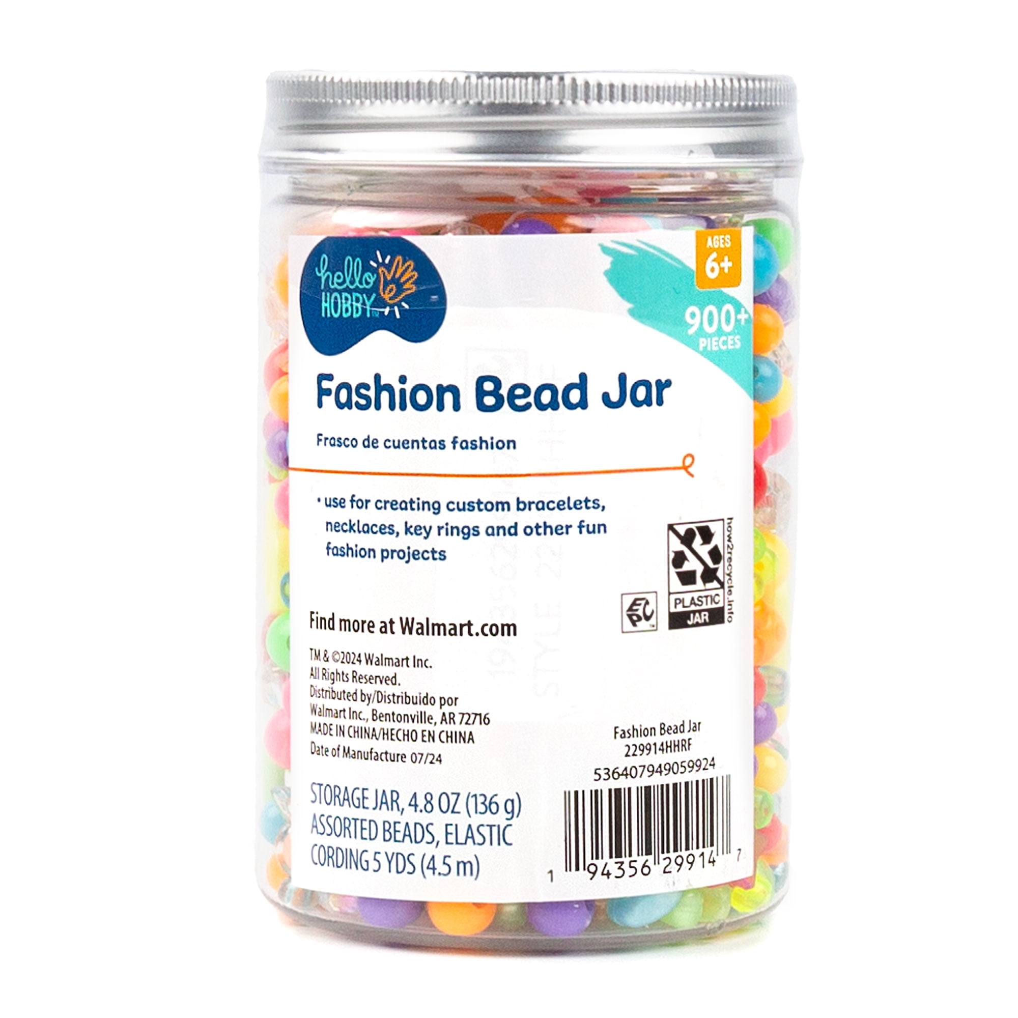 Hello Hobby Fashion Bead Jar, Retro Rainbow
