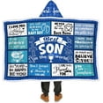 thumbnail image 2 of Wearable Blanket Hoodie for Son, Son Birthday Gifts from Mom Dad Parents, Soft Blue Throw Son Blankets for Christmas Graduation Ceremony, 2 of 6