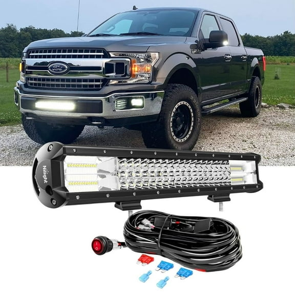 Nilight Led Light Bar 20inch 288W Flood Spot Combo 28800LM off Road Driving Lighting with Wiring Harness for Trucks Tractor Trailer Pickup Golf Cart SUV ATV UTV 4x4 Van Camper