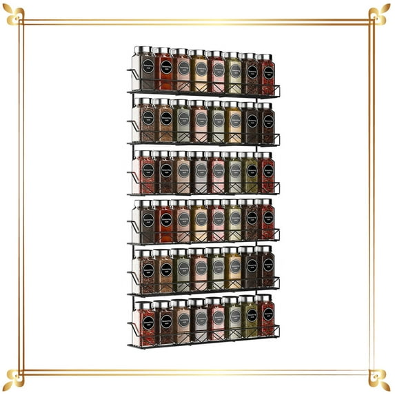 2 Pack 3 Tier Spice Rack Organizer Wall-Mount Shelf Storage Holder for Cupboard, Pantry Door, Black