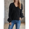 thumbnail image 4 of Cárdigans de Invierno para Mujer, Estilo Cárdigan, con Botones, Abrigos Informales, Oversize, Tejido Grueso de Punto , Larga, Prendas Exteriores Negro L, 4 of 8