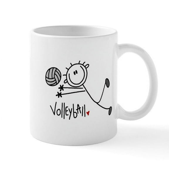 CafePress - Stick Figure Volleyball Mug - 11 oz Ceramic Mug - Novelty Coffee Tea Cup