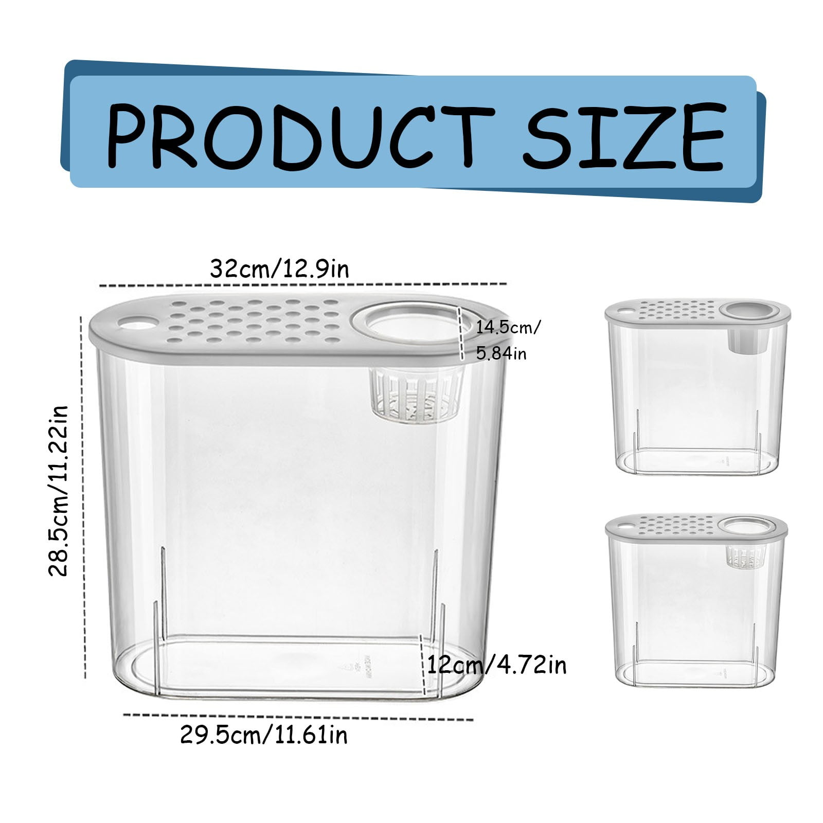 Desktop Aquarium Fish Bowl Multiuse Aquatic Pet Case Terrarium Fish Tank Box for Office Living Room Home Lizards Hermit Crabs, White Lid,fish tank aquarium,salt water fish tank aquarium kit
