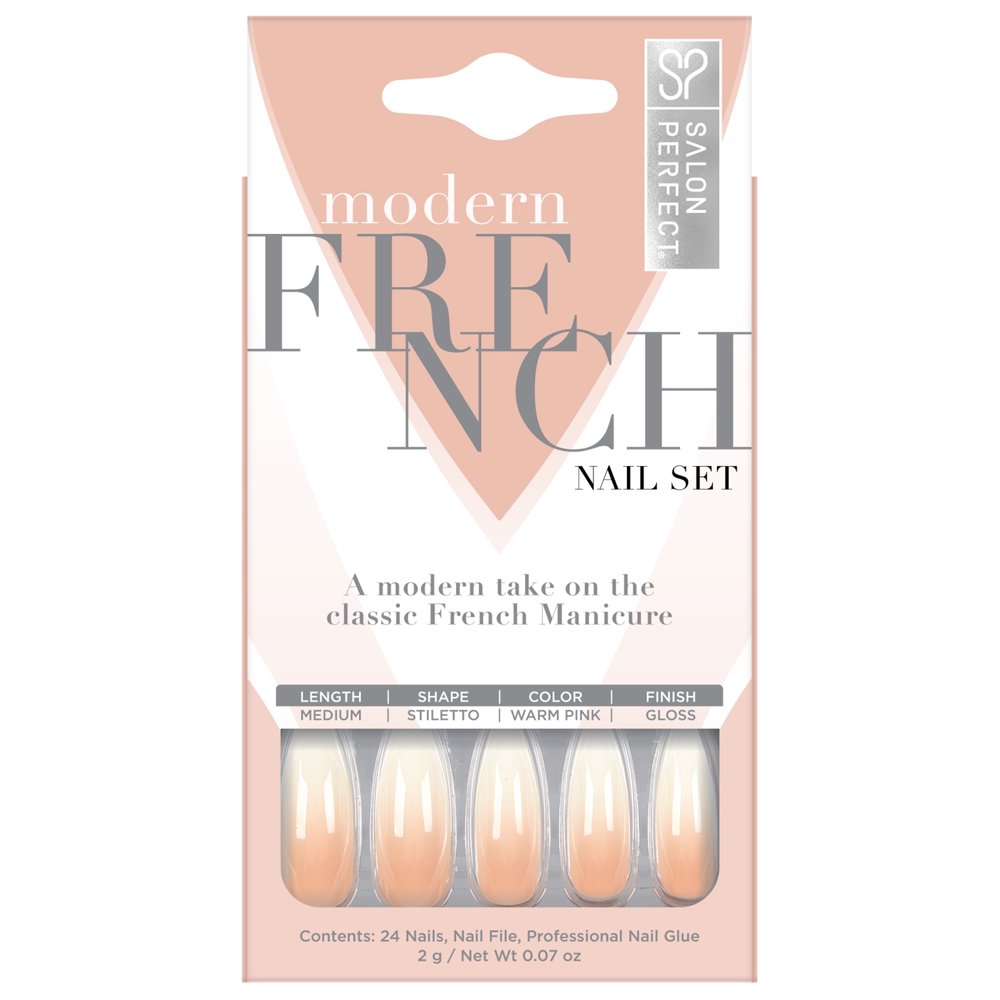 Salon Perfect Modern French Ombre Acrylic Nail Set, File & Glue
