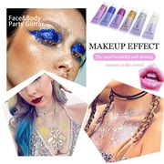 BEUKING Face Glitter Gel Mermaid Scale Gel, Holographic Chunky Glitter Gel for Body, Hair, Face, Nail, Eyeshadow, Long Lasting Liquid Glitter Cream, Fairy Costume Accessories Makeup for Women& Men